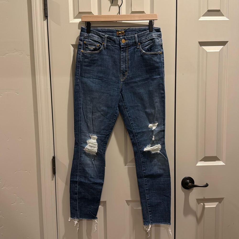 MOTHER High wasted looker ankle fray in Wicked Wildflower